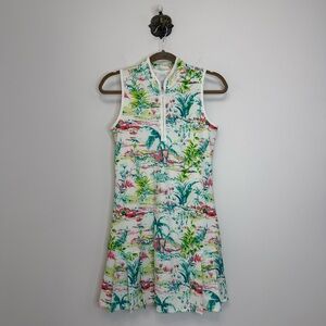 Sigrid Olsen White Tropical Golf Tennis Mini Dress Pleated UPF 50 Women’s XS NWT